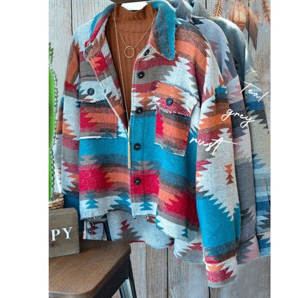 SOLD OUT Plus Size Aztec Tribal Yellowstone Shirt Jacket Shacket - Picture 11 of 11